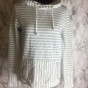 J. Crew Size XS Gray & White Striped Hoodie